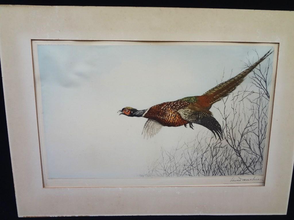 Leon Danchin Signed Hand Colored Etching 333/500 (1 of 5)