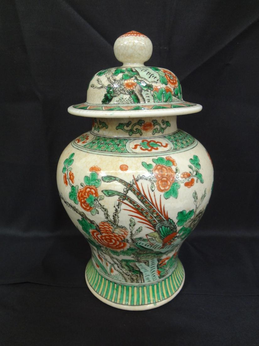 Chinese Export Lidded Urn Birds of Paradise (1 of 5)