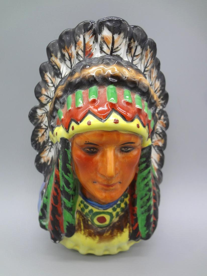 Made in Japan Porcelain Native American Wall Pocket (1 of 4)