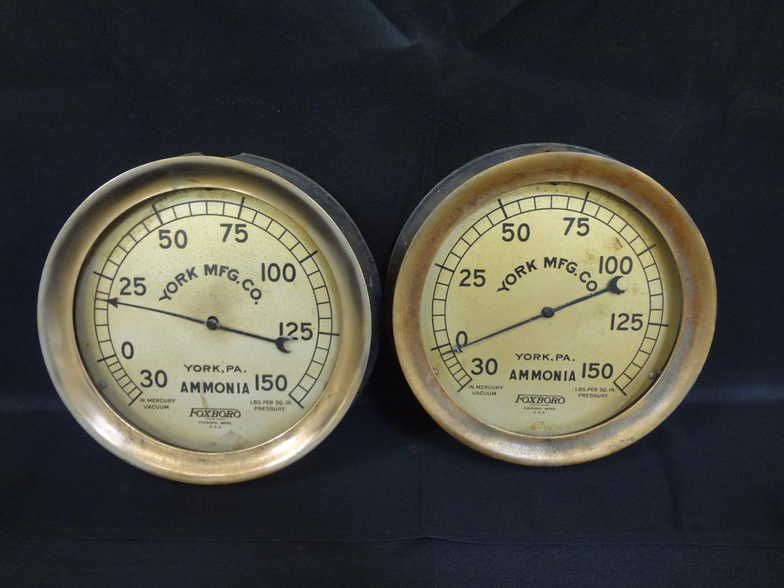 Pair of Brass Foxboro York Mfg. Co. Steam Gauges (1 of 4)