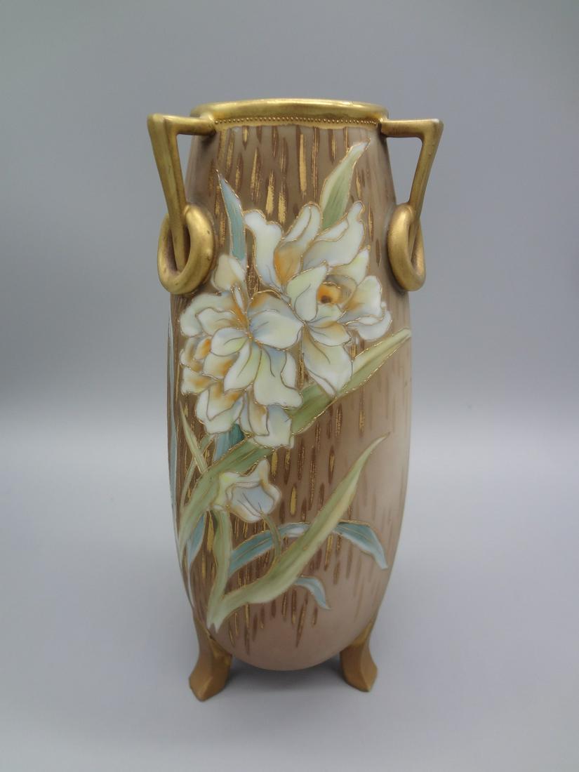 Nippon Three Handled Hand Painted Floral Vase (1 of 7)