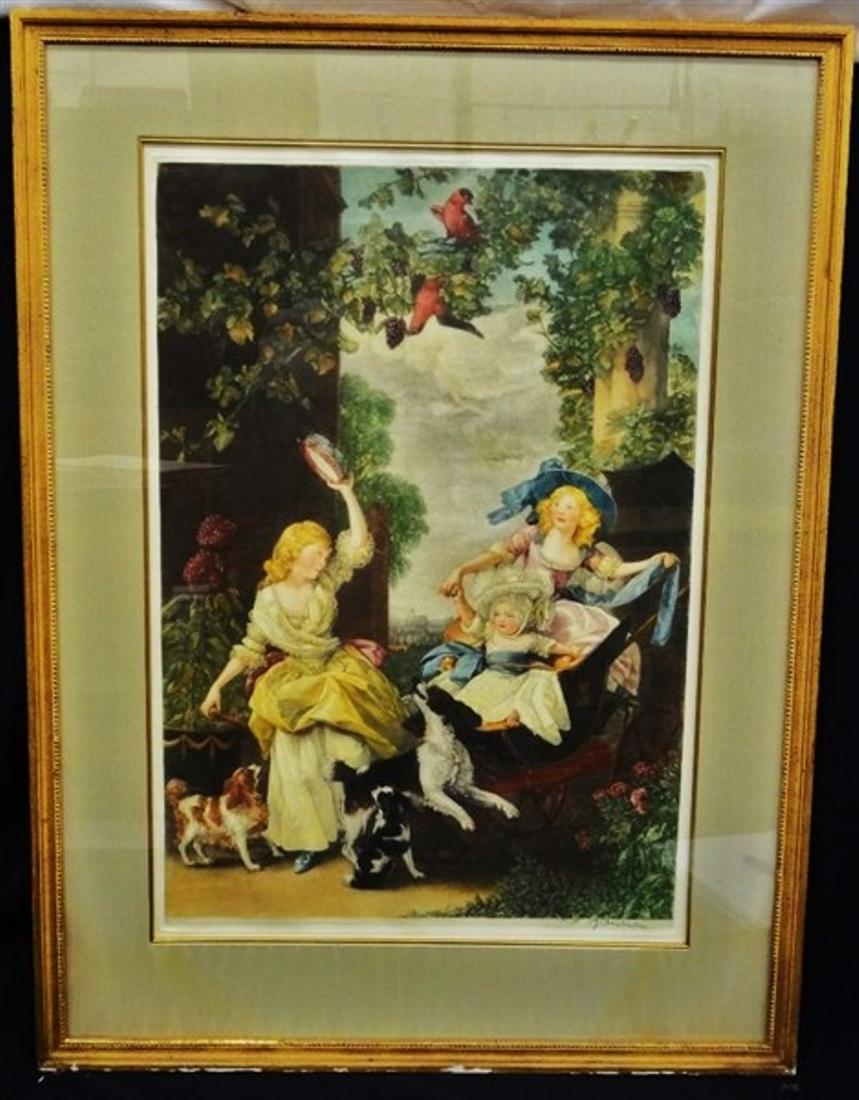 Mezzotint J. Chamberlain 1954 Hand Colored Frost and (1 of 4)