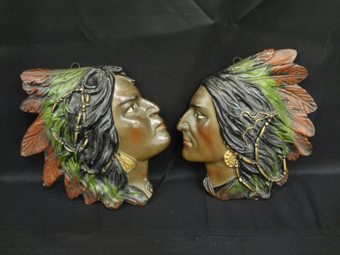 (2) Native American Chalk Ware Wall Hangers (1 of 7)
