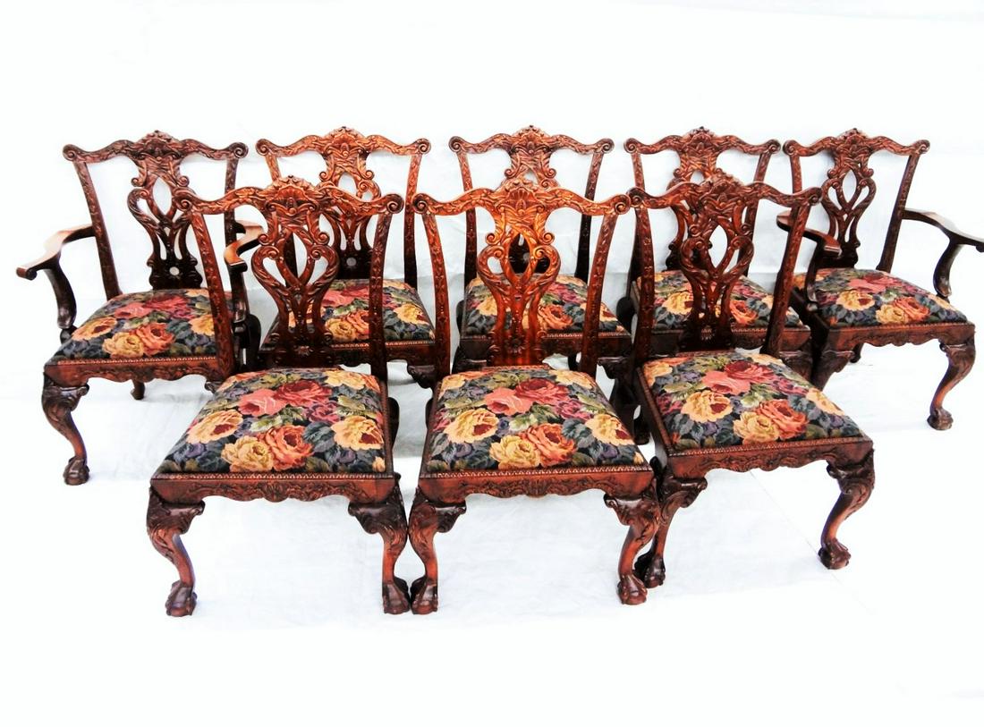 (8) Chippendale Style Ornate Carved Dining Chairs (1 of 14)