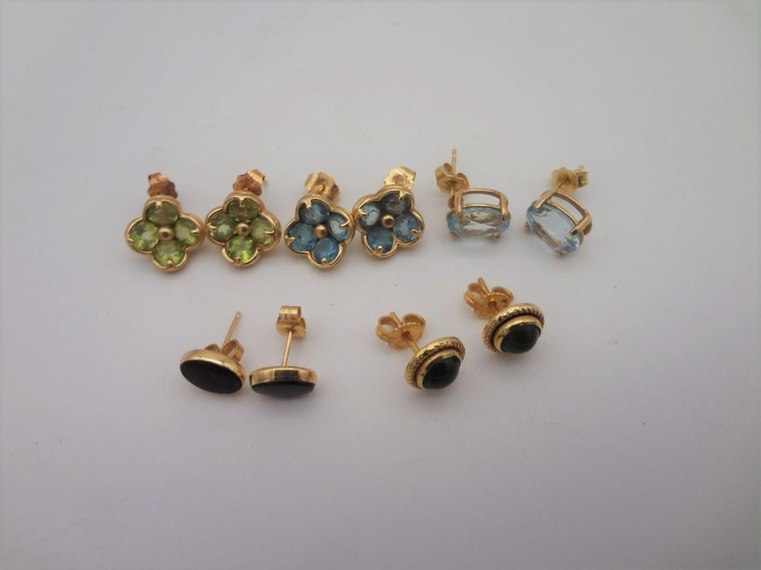 (5) pairs 14k Gold Earrings With Gemstones (1 of 6)