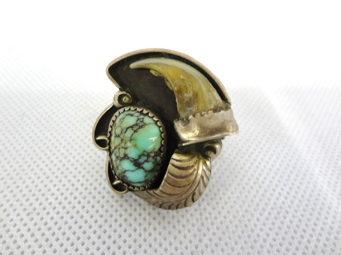 Sterling Silver Bear Claw Cluster Turquoise Ring (1 of 3)