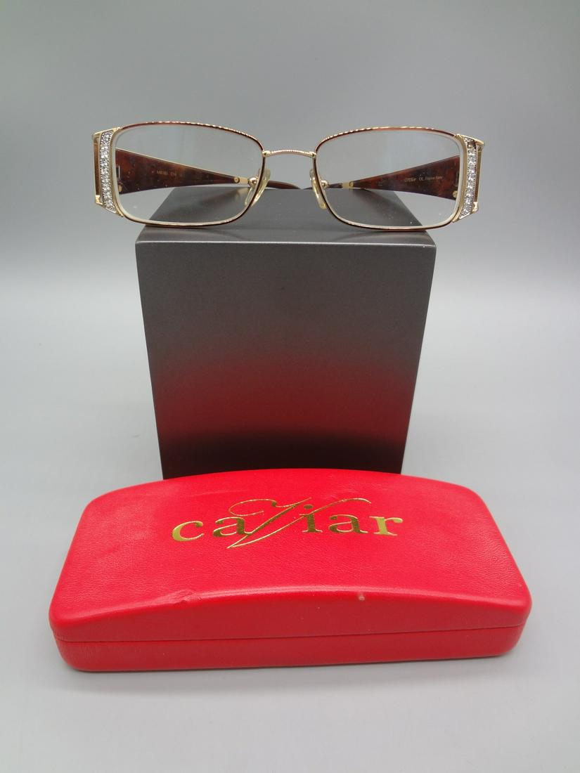 Caviar Champagne Series Prescription Glasses: Caviar Champagne Series Prescription Glasses: M6163. Prescription 52-19-135 in original case, with Swarovski crystals.