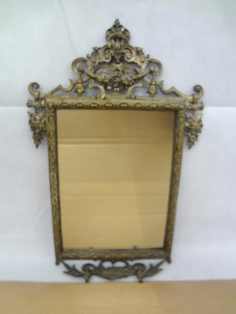 Victorian Solid Brass High Relief Ornate Wall Mirror (1 of 4)