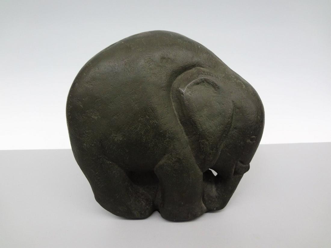 John Flannagan Granite Elephant Sculpture Copy: John Flannagan Granite Elephant Sculpture Copy: A copy from the original which is housed in the Whitney Museum of American Art. This is a granite sculpture of an elephant. Measures 14" tall and 14.5"