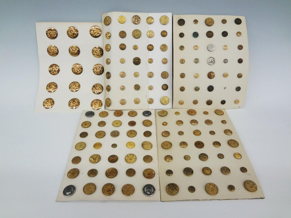(5) Sheets of Displayed Military US Army Buttons (1 of 10)