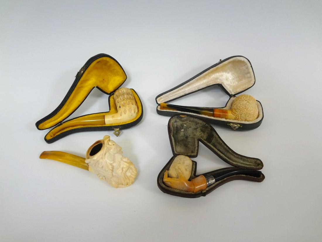 (4) Meerschaum Pipes Three With Cases (1 of 10)