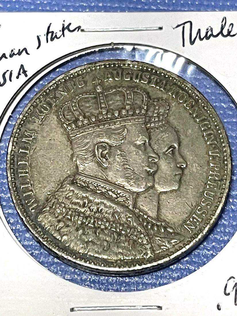 1861 German States Prussia Thaler Coronation Wilhelm I (1 of 2)