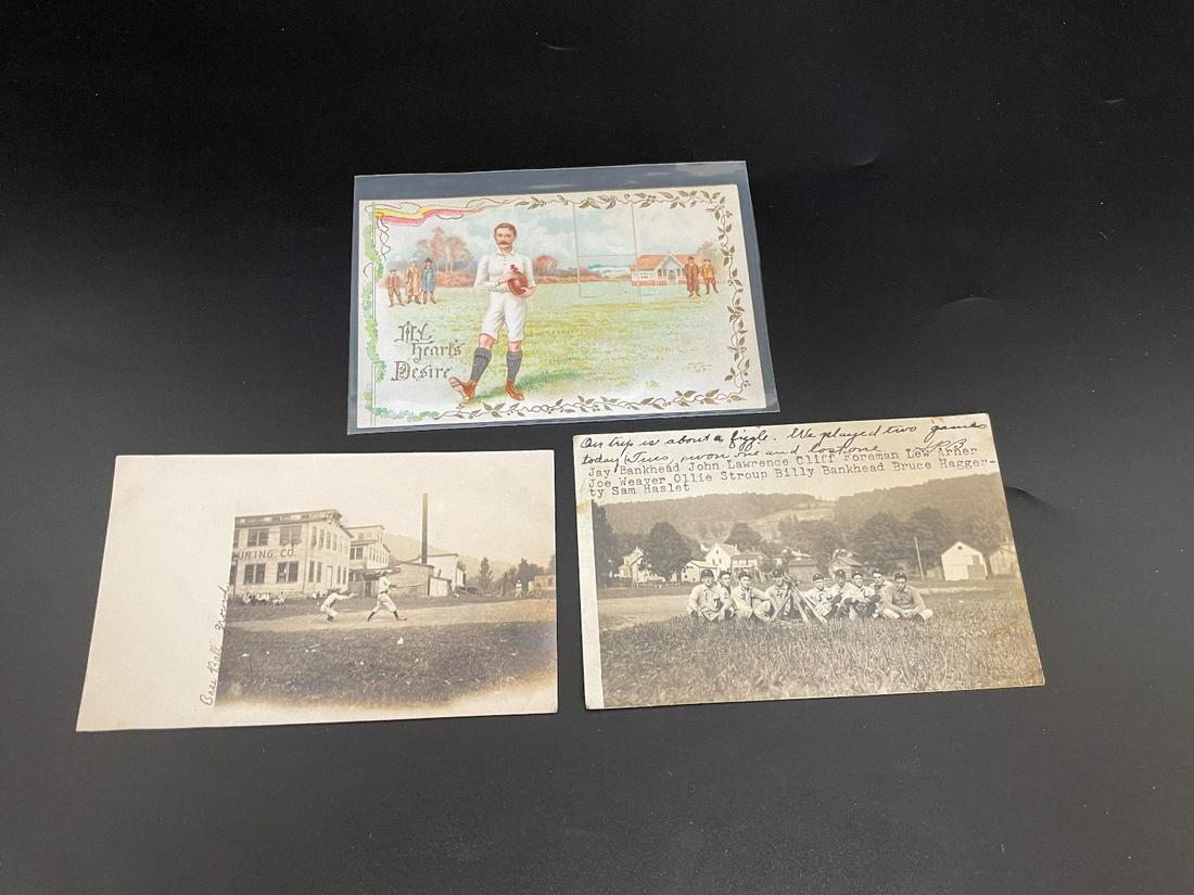 (3) Real Photo Post Cards Baseball And Football (1 of 6)