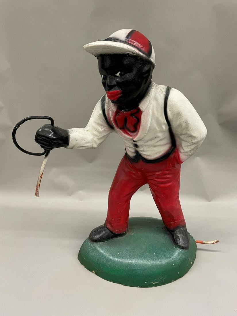 Black Americana Vintage Cement Lawn Jockey (0231) on Oct 23, 2021