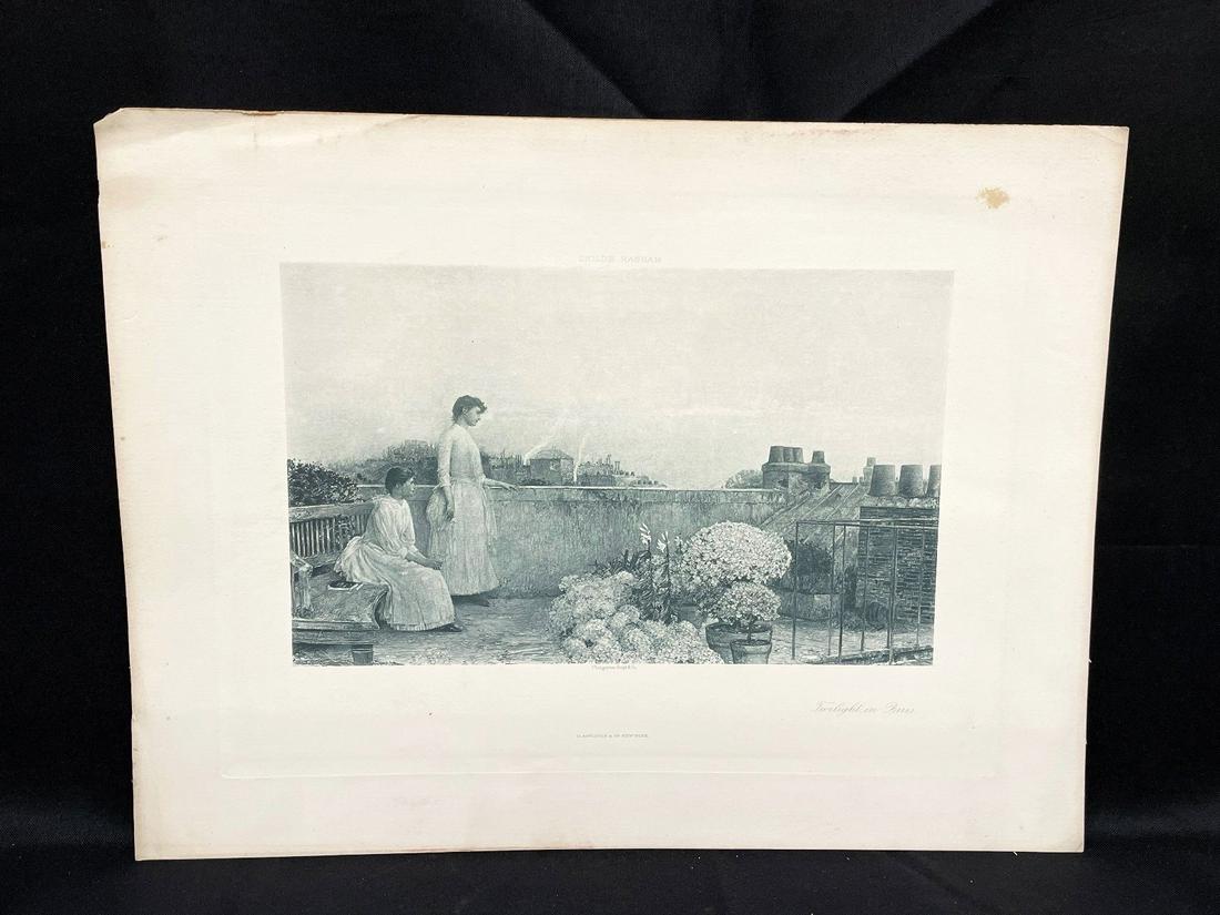 Childe Hassam "Twilight in Paris" Photogravure D.: Childe Hassam "Twilight in Paris" Photogravure D. Appleton: Measuring 12.5 x 16.75".