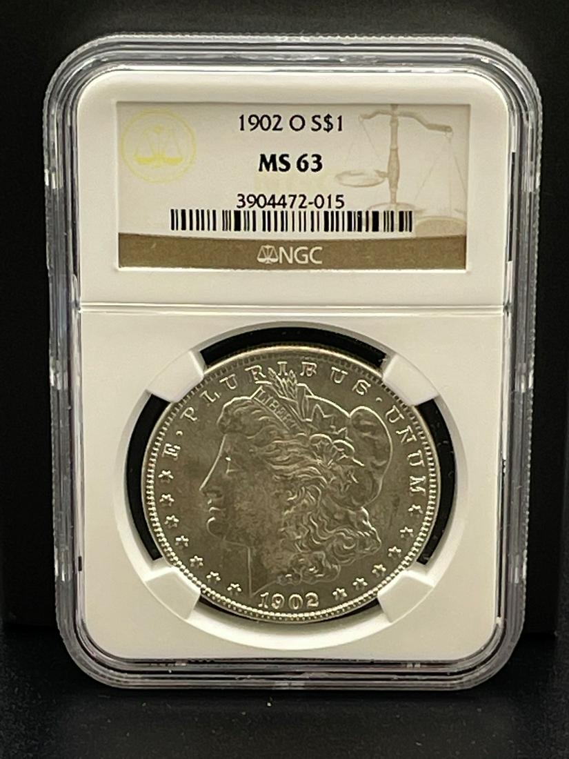 1902-O Morgan Silver Dollar Graded NGC MS63 (1 of 5)