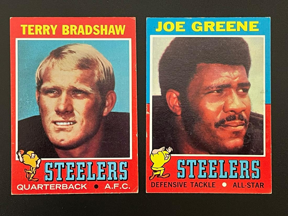 1971 Topps Terry Bradshaw and Joe Greene Rookie Cards (1 of 5)