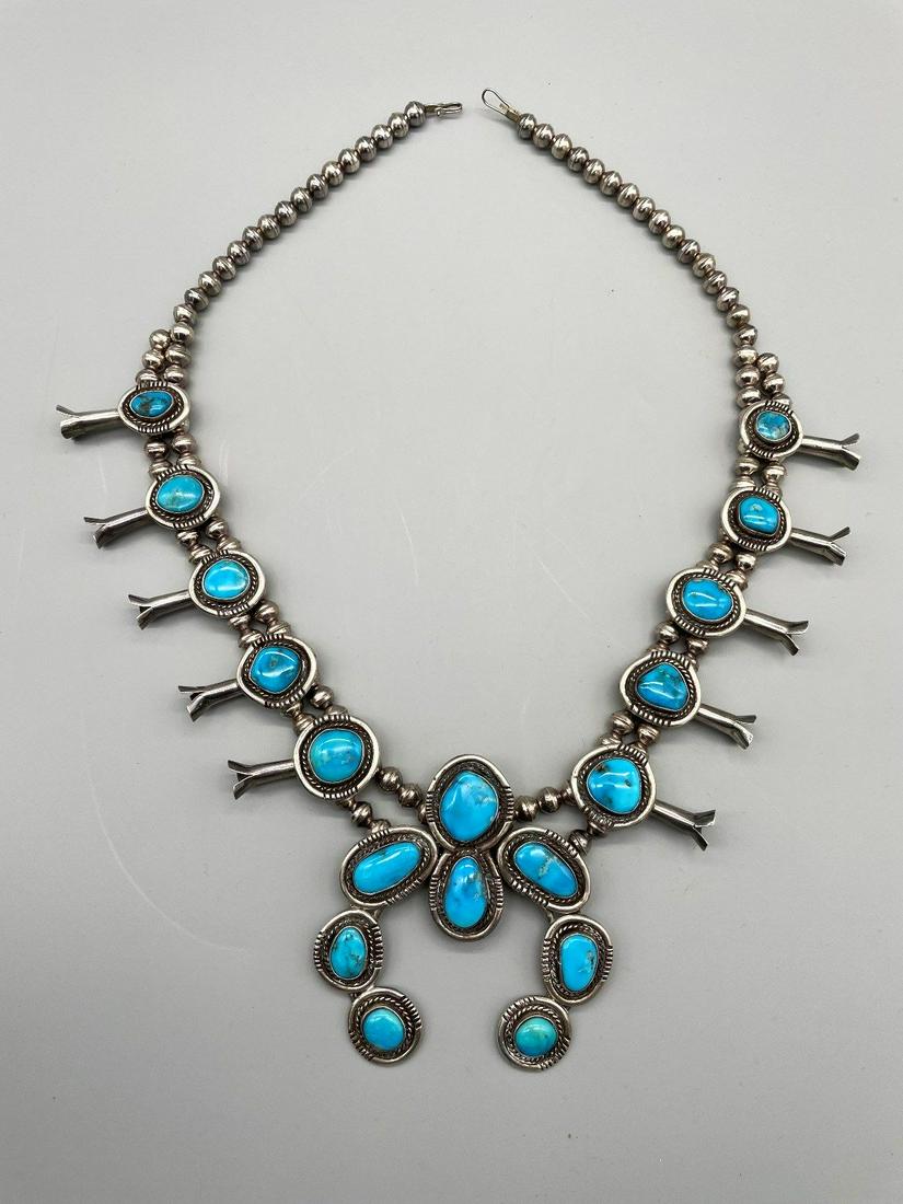 Native American Silver and Turquoise Squash Blossom (1 of 6)