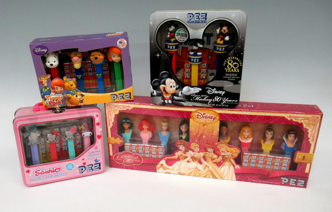 (4) Pez Collectors Series Sets: (4) Pez Collectors Series Sets: Includes: Disney Princesses, Disney Mickey 80 Years, Disney My Friends, Hello Kitty. In original packages.