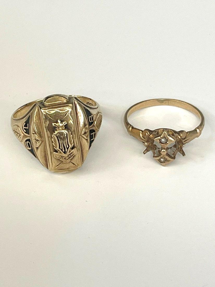 (2) 10k Gold Rings Victorian and Class Ring (1 of 5)