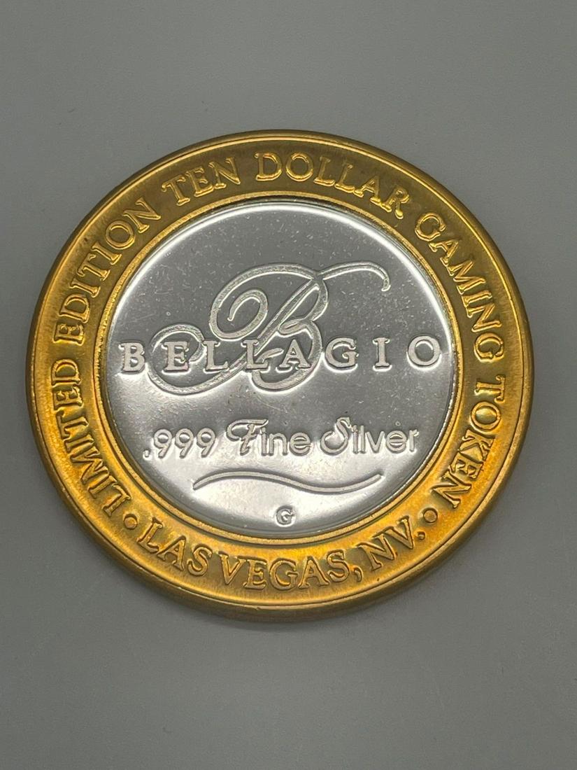 Bellagio .999 Fine Silver Limited Edition $10 Dollar Gaming Token (1 of 2)