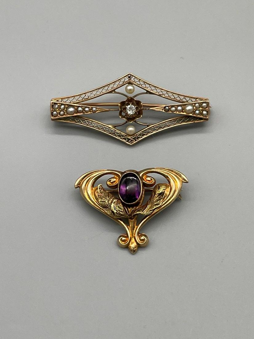 (2) 10k Gold Victorian Brooches (1 of 3)