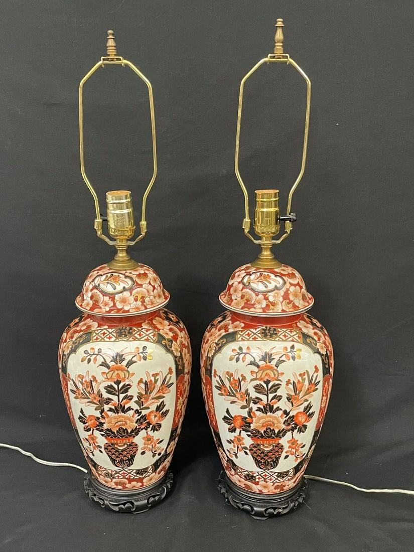 Pair of Japanese Imari Vase Lamps (1 of 5)