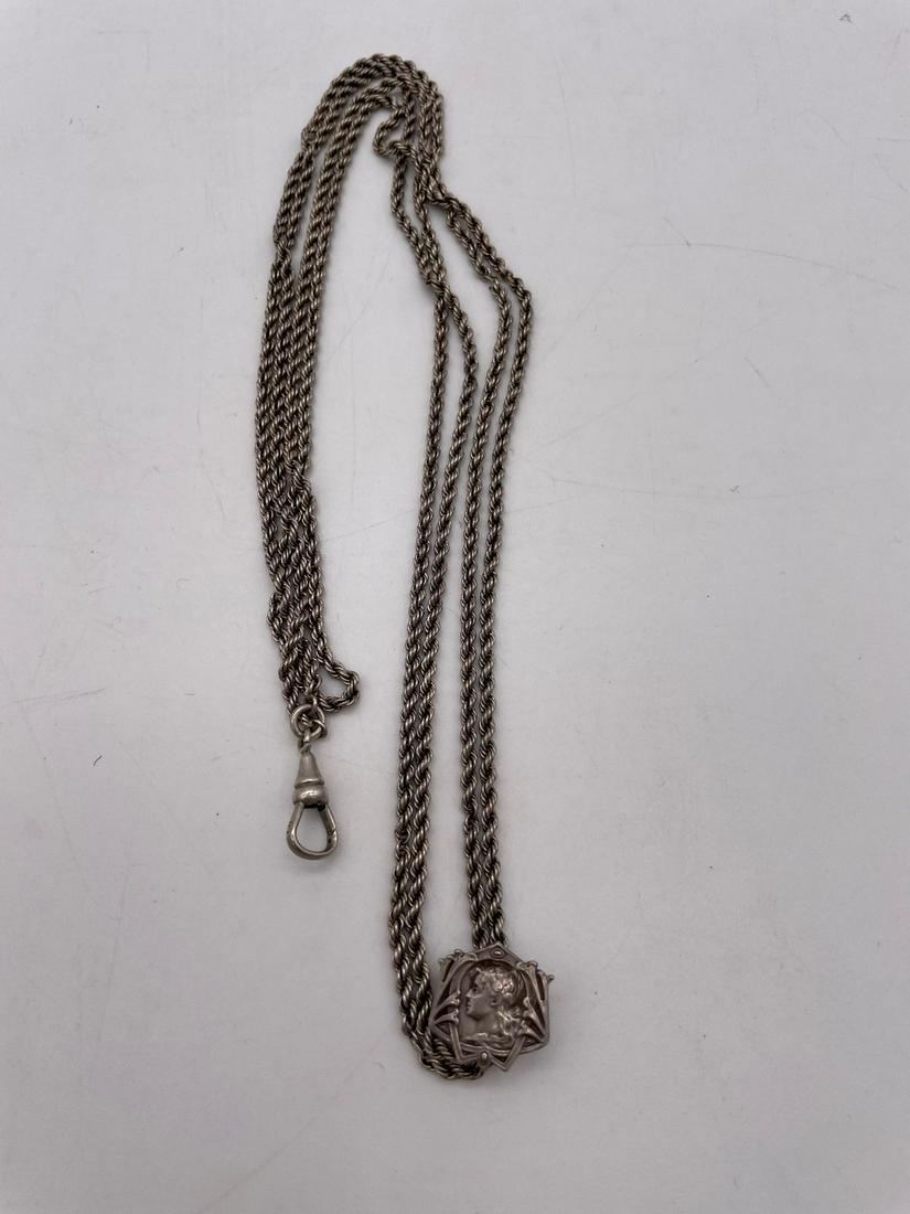 Sterling Silver Watch Fob Art Nouveau Detail (1 of 2)