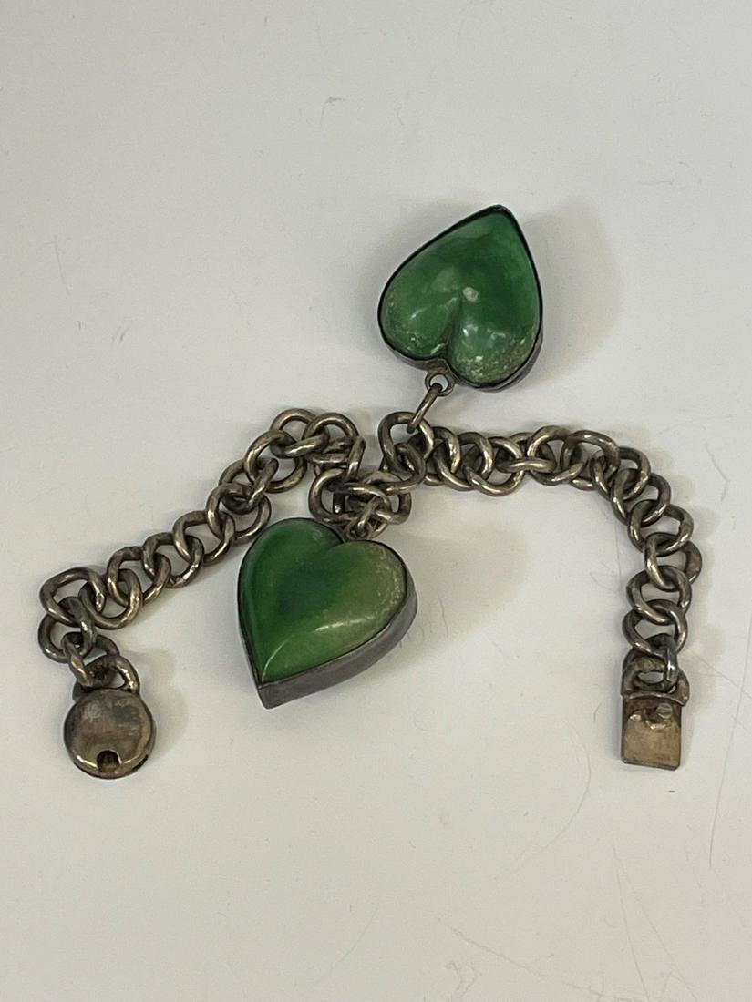 Sterling Silver and Jade Heart Bracelet (1 of 3)