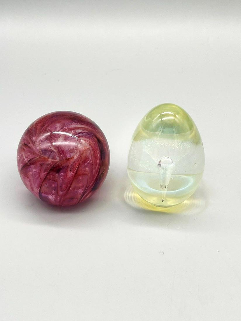 (2) Glass Paperweights Including Eickholt Egg (1 of 4)