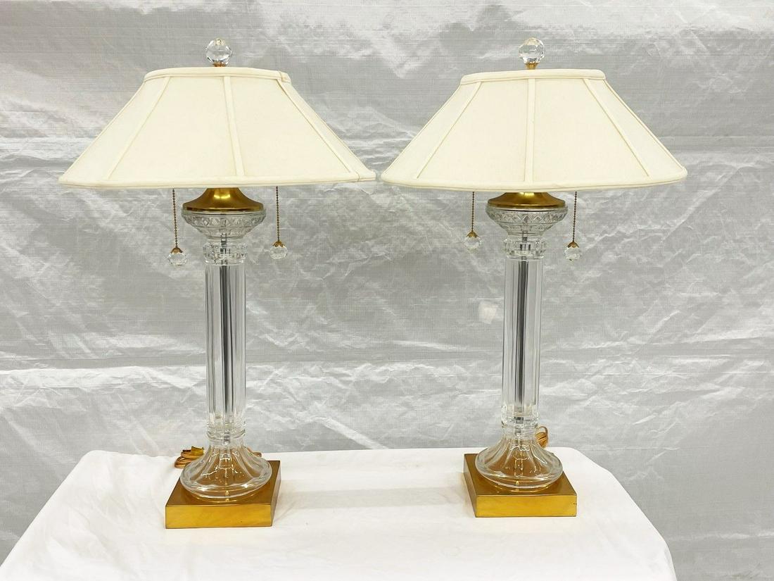 Pair of Crystal Table Lamps With Shades (1 of 4)