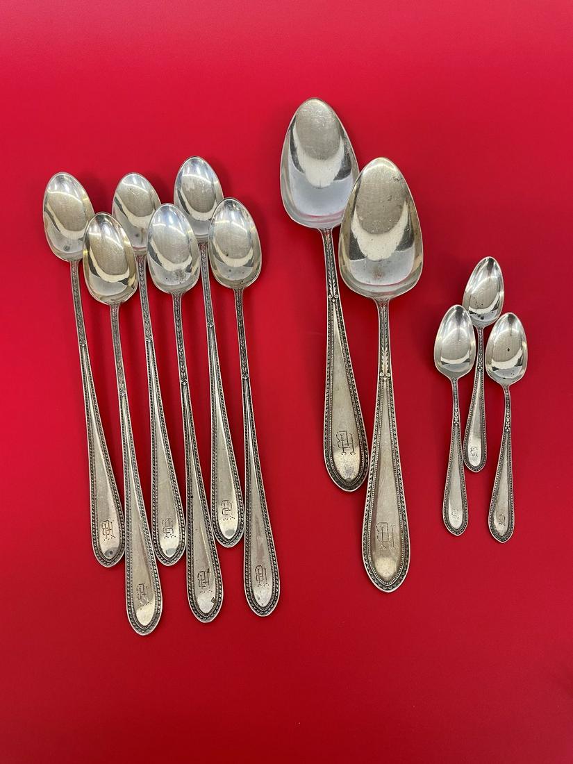 (11) Gorham Sterling Silver Iced Tea, Serving, and Demitasse Spoons "Edgeworth" 1922 (1 of 4)