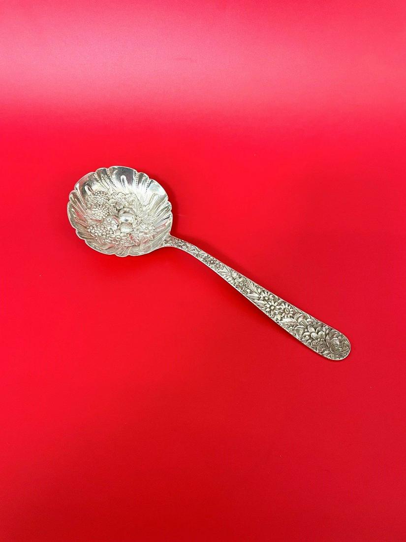 Kirk and Son Repousse Large Round Berry Serving Spoon With Fluted Bowl (1 of 5)