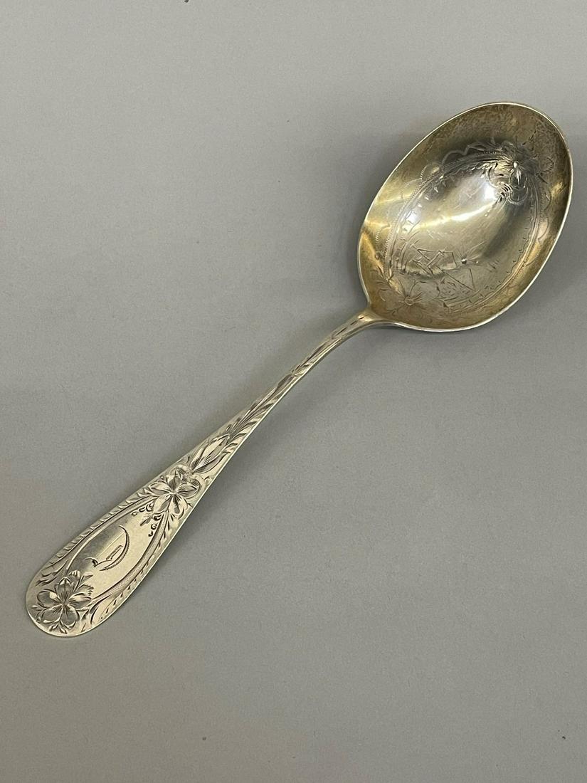Frank W. Smith Silver Co. Sterling Silver Etched Serving Spoon (1 of 4)
