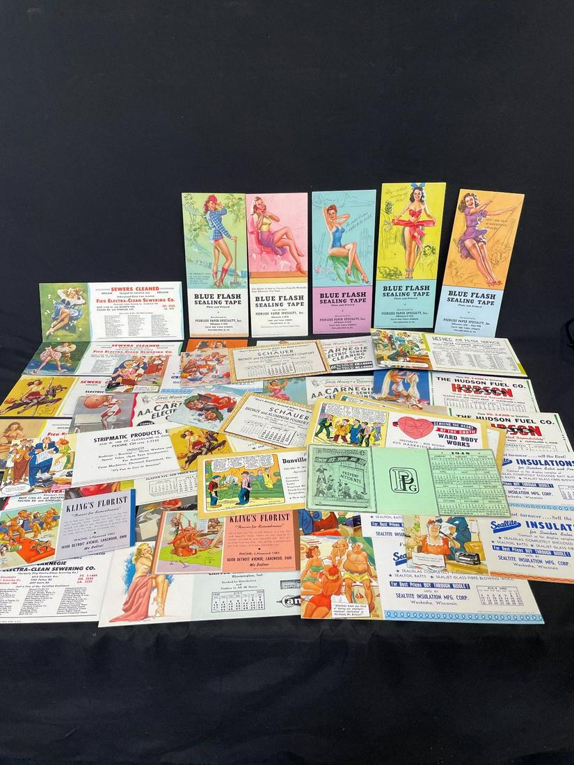 Group of Pin-Up Advertising Calendar Cards and Schedules (1 of 9)