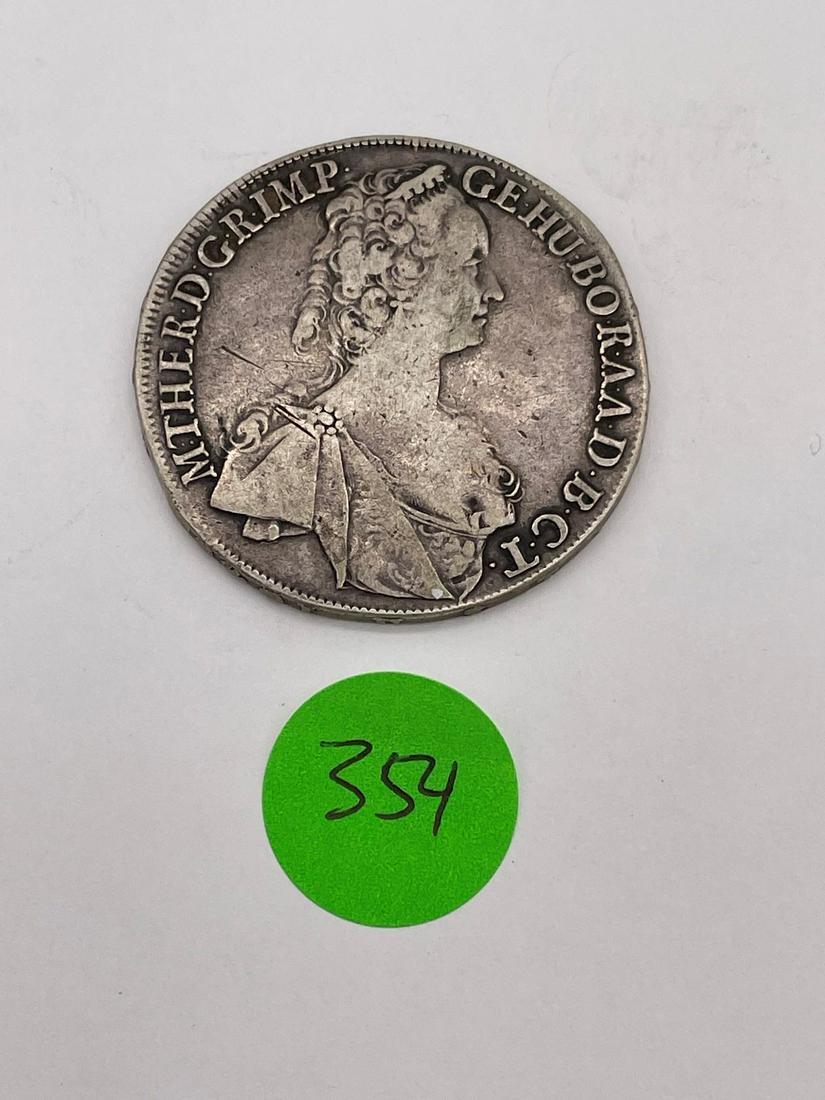 1751 Hungary Maria Theresa 1 Thaler (#354): 1751 Hungary Maria Theresa 1 Thaler (#354): .875 silver reverse with madonna and child.