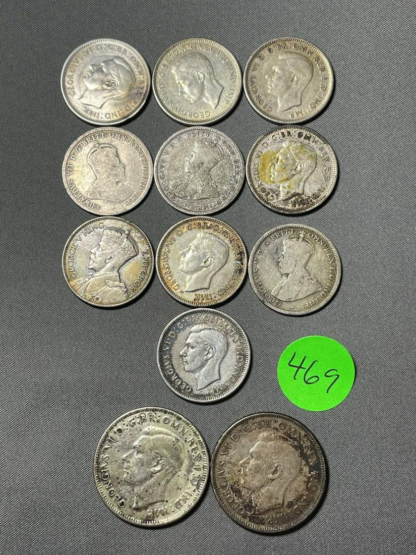 (12) Australia Florins and Shillings .925 Silver Coins (#469) (1 of 11)