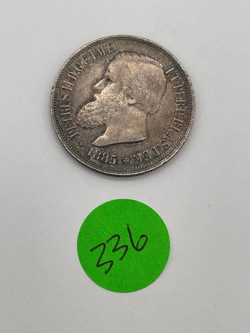 1885 Brazil 1000 Reis Silver Coin .917 Silver (#336) (1 of 3)