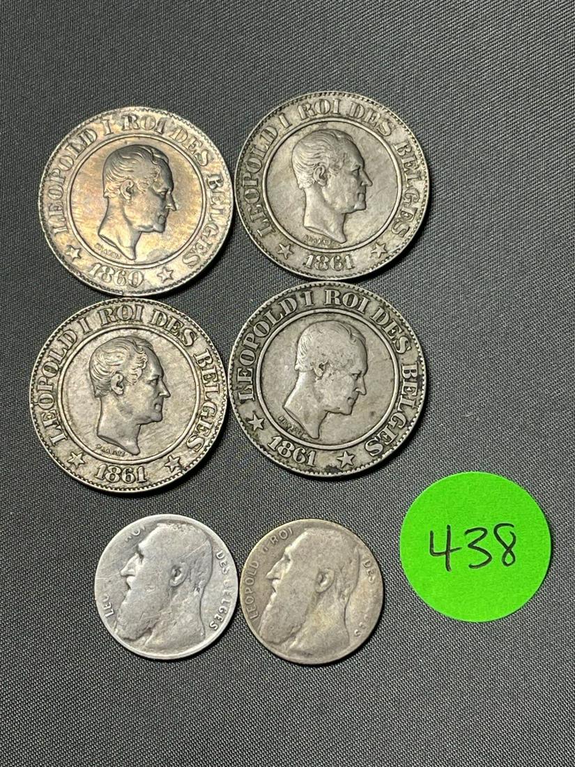 (6) Belgium 20 and 50 Centimes Coins (#438) (1 of 4)