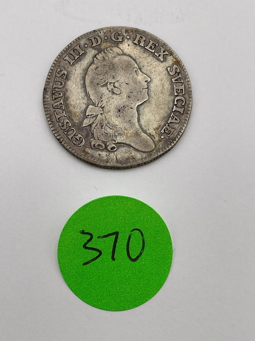 1777 Sweden 1/6 Riksdaler Silver Coin (#370) (1 of 3)