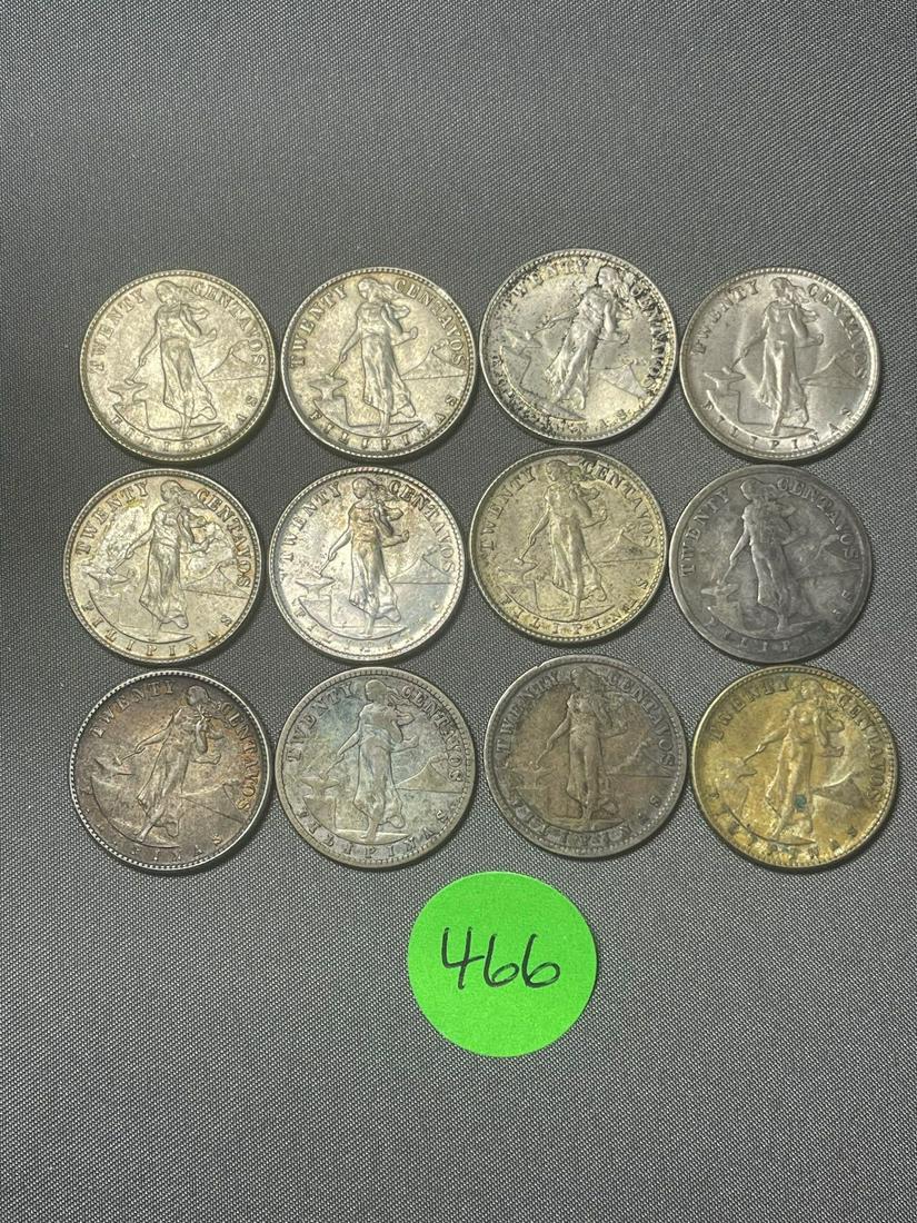 (9) Philippines 20 Centavos .750 Silver Coins (#466) (1 of 4)