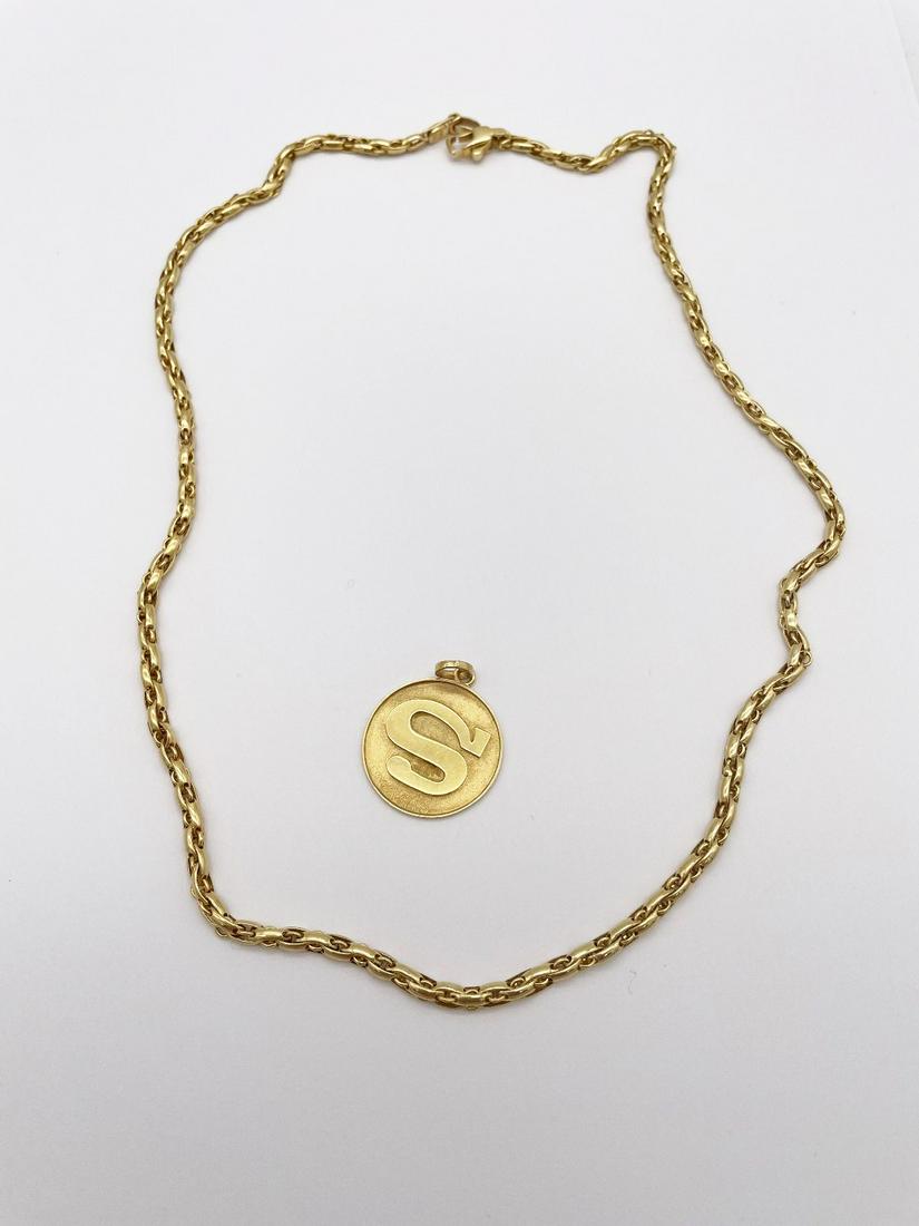 14k Gold Chain with Round 18k Gold "S" Pendant (1 of 4)