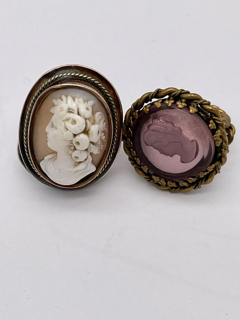 Sterling and 10k Gold Cameo Ring, Gold Filled Cameo Ring (1 of 5)