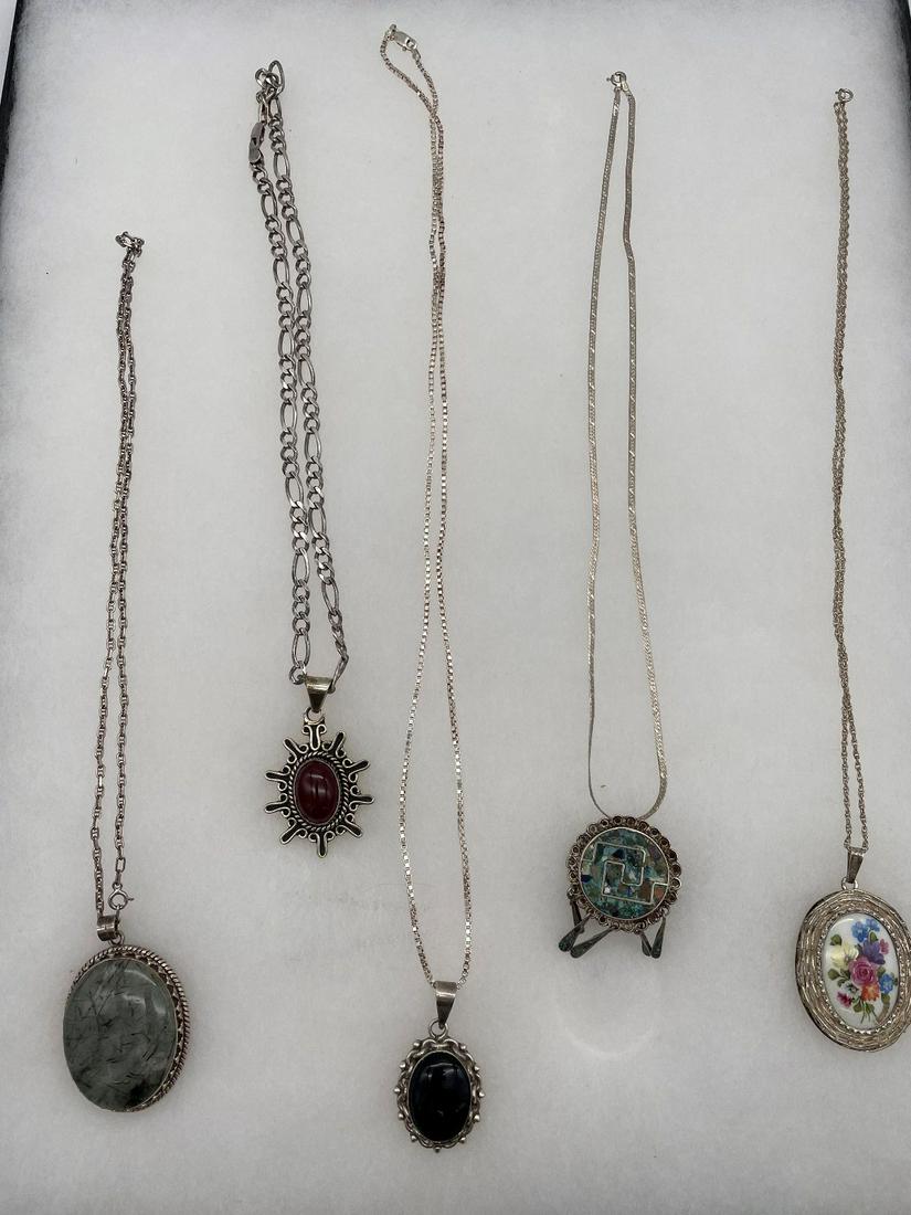 (5) Sterling Silver Necklaces with Pendants (1 of 6)