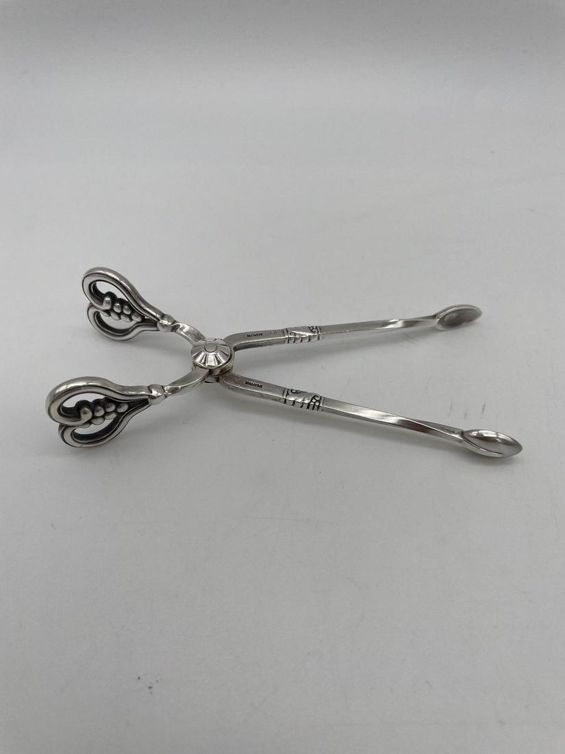 Georg Jensen Sterling Silver Sugar Tongs Heart Handles: Georg Jensen Sterling Silver Sugar Tongs Heart Handles: Nice pair of sugar tongs. Heart handles, measuring 4" long.