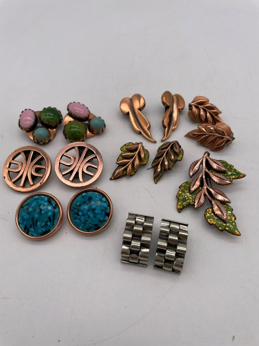 (7) Pairs of Copper Jewelry One Matching Brooch (1 of 4)