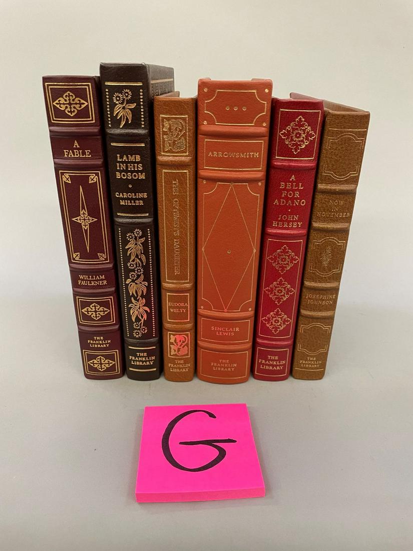 (6) Franklin Library Books: Bell For Adano, Arrowsmith, Lamb in His Bosom, Others (1 of 6)