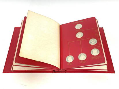 The Kings and Queens of England 43 Piece Sterling Silver Proof Set Coin Book: The Kings and Queens of England 43 Piece Sterling Silver Proof Set Coin Book: Sterling Silver Proof Set. From the Franklin Mint. Complete collection with 43 medals. Book cover has some light wear.