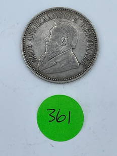 1894 South Africa 2 1/2 Shillings (#361): 1894 South Africa 2 1/2 Shillings (#361): .925 silver