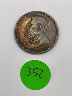 1894 South Africa 2 Shillings .925 Silver Coin (#352): 1894 South Africa 2 Shillings .925 Silver Coin (#352)